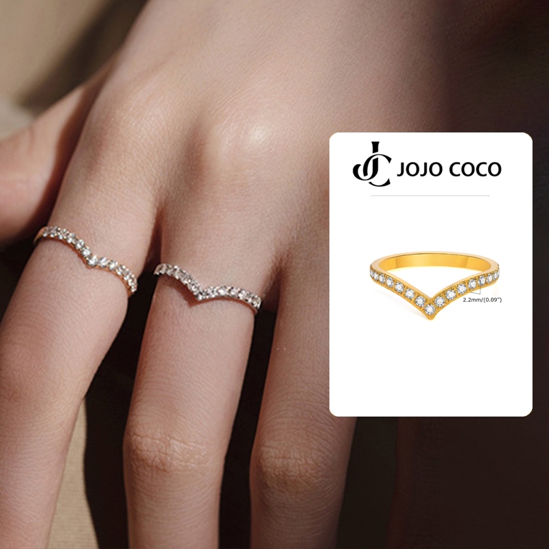 JOJO COCO Nhẫn Kim Cương Hình Trái Tim Hàn Quốc Cho Nữ