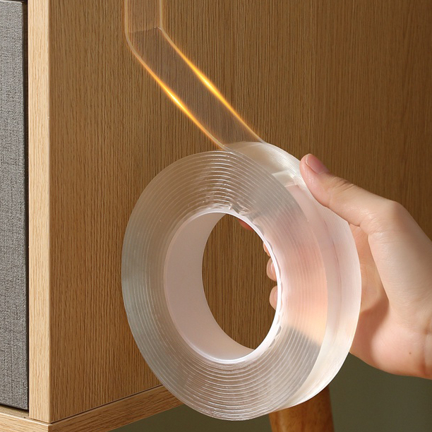 Băng keo nano hai mặt trong suốt dài 2m siêu chắc chắn,chất liệu acrylic