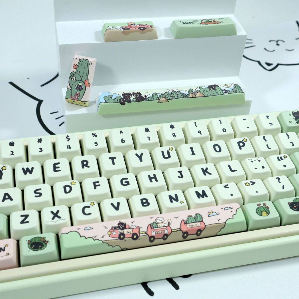 Bàn Phím Cơ 138 Phím mda In Hình Mèo Xinh Xắn