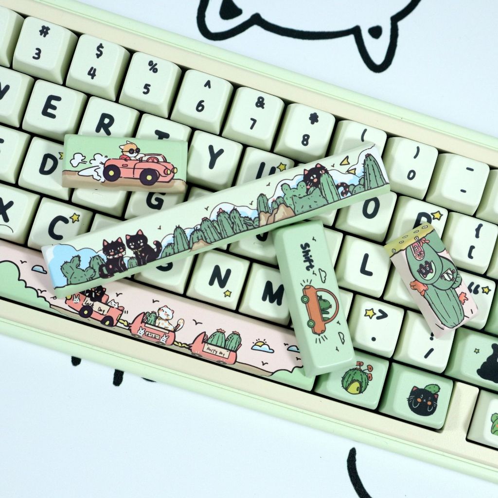 Bàn Phím Cơ 138 Phím mda In Hình Mèo Xinh Xắn