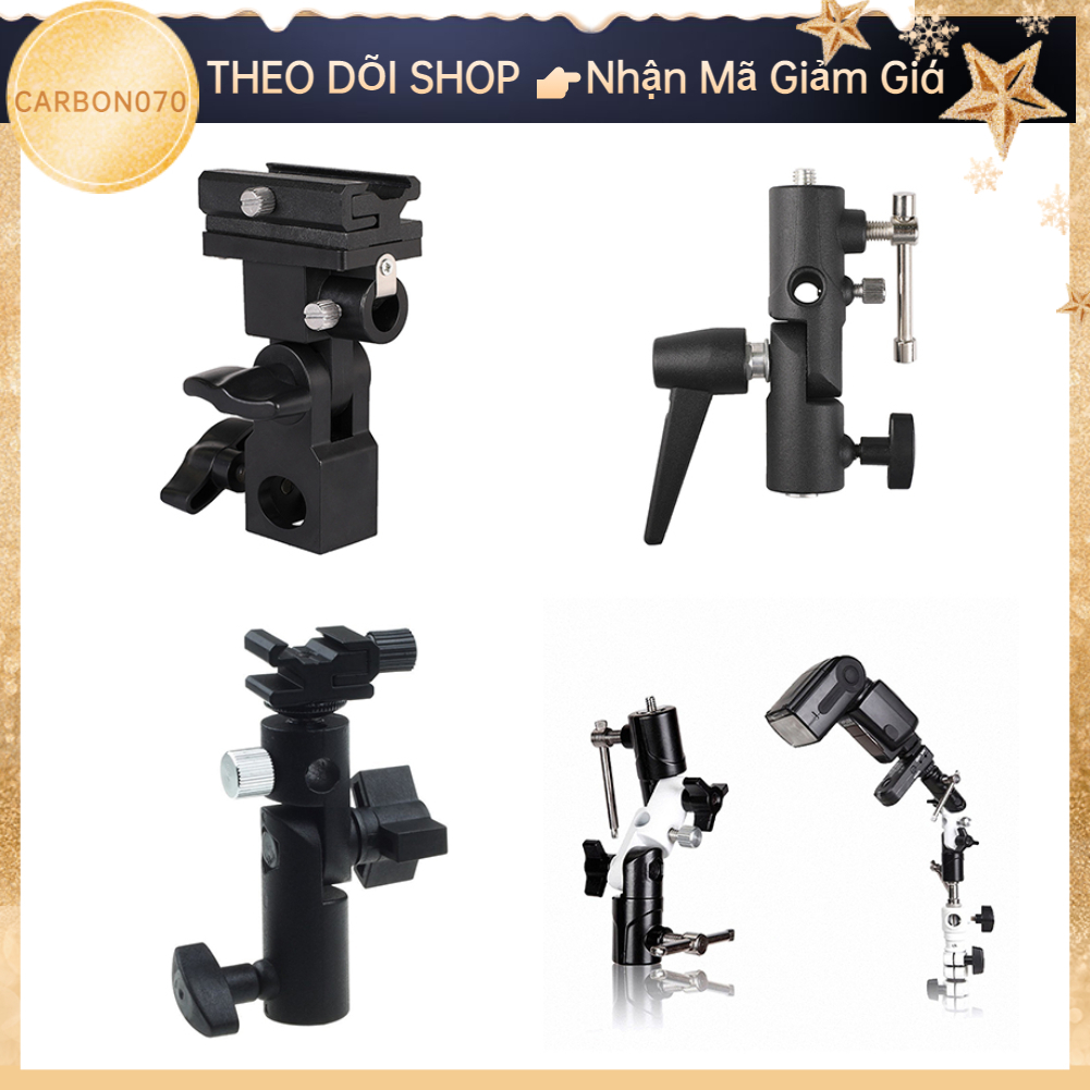 [Hàng HOT] Gá đèn Flash gắn máy ảnh Camera  - Đế giá đỡ đèn flash kẹp flash lên tripod bằng Kim Loại Đa Năng 【Carbon070】