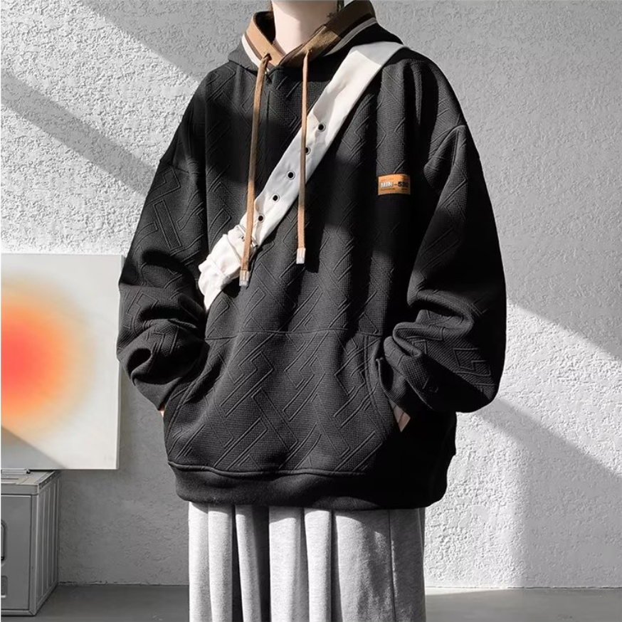 Áo hoodie Dáng Rộng Họa Tiết Kẻ Sọc Đơn Giản Phong Cách hip hop Mỹ Thời Trang Cho Nam Và Nữ