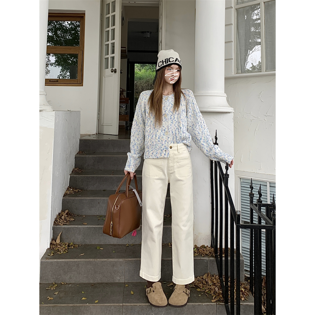 「MOTEL7」 Quần Jean Lửng Dáng Rộng Lưng Cao Thời Trang Mùa Thu