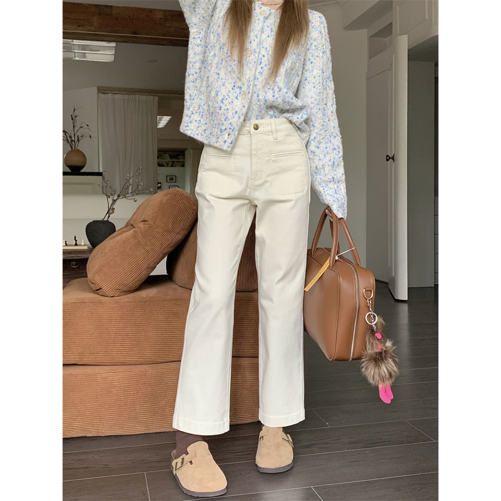 「MOTEL7」 Quần Jean Lửng Dáng Rộng Lưng Cao Thời Trang Mùa Thu