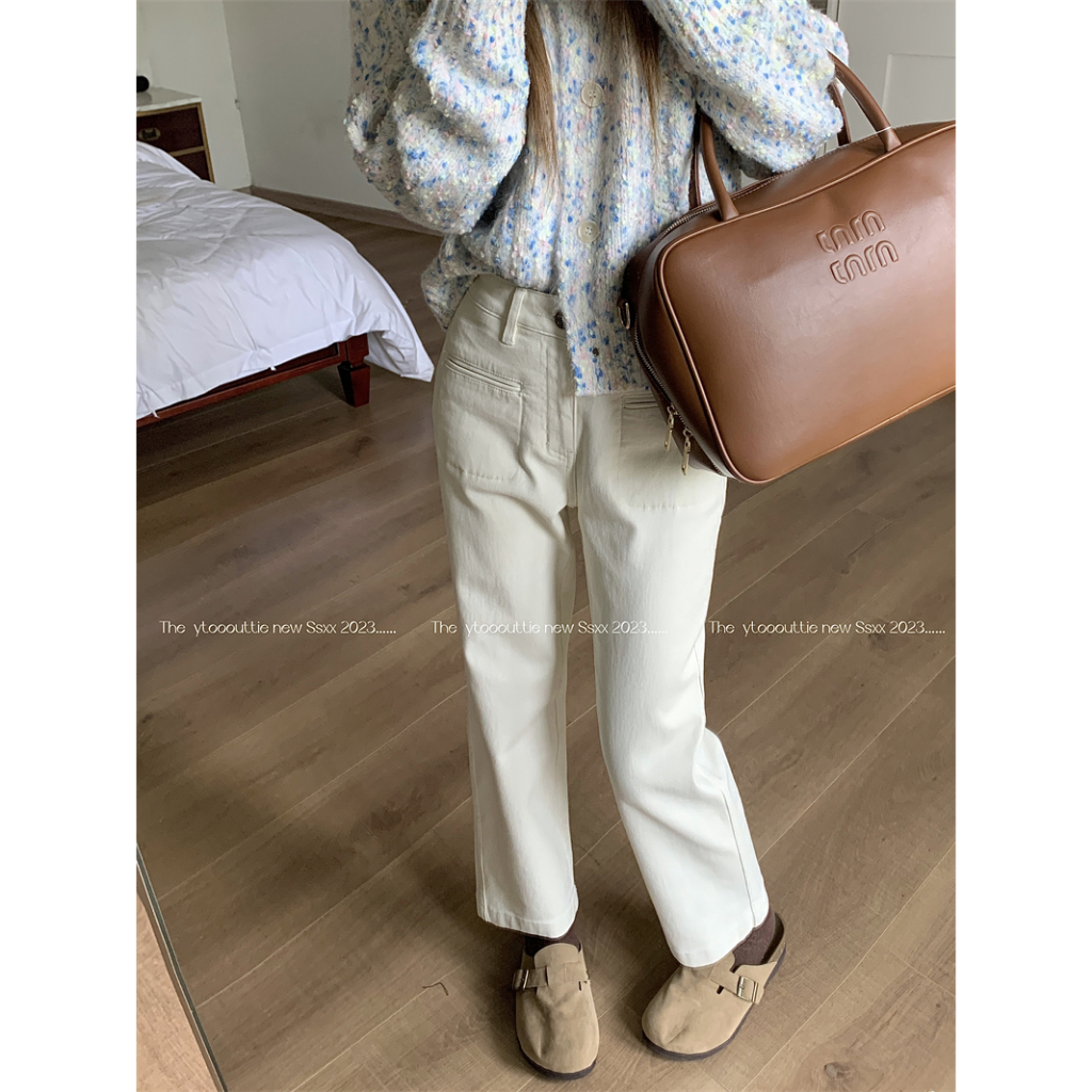 「MOTEL7」 Quần Jean Lửng Dáng Rộng Lưng Cao Thời Trang Mùa Thu