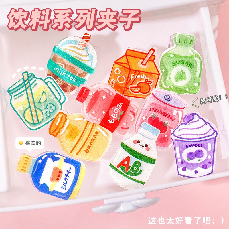 Trong Suốt Kẹp Giấy Ghi Chú Hình Bình Nước Uống Dễ Thương