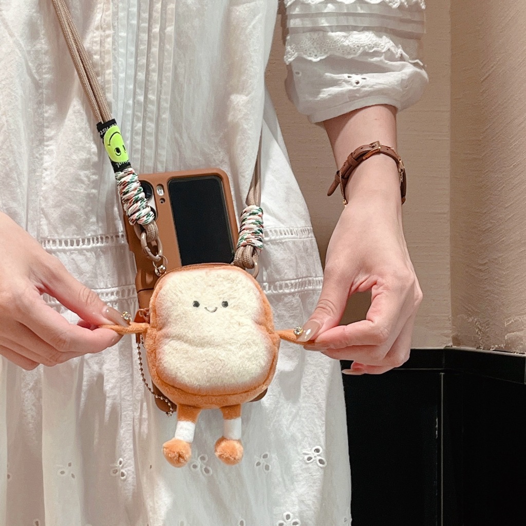 Ốp Điện Thoại Nắp Gập Chống Rơi Màu Trơn Có Vòng Tay & Dây Đeo Hoạt Hình Cho oppo find n3 / find n2