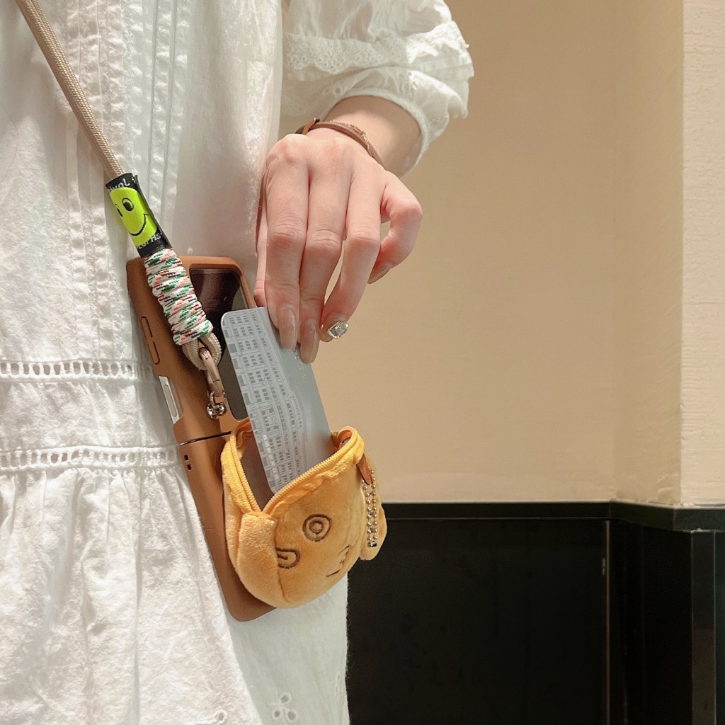 Ốp Điện Thoại Nắp Gập Chống Rơi Màu Trơn Có Vòng Tay & Dây Đeo Hoạt Hình Cho oppo find n3 / find n2