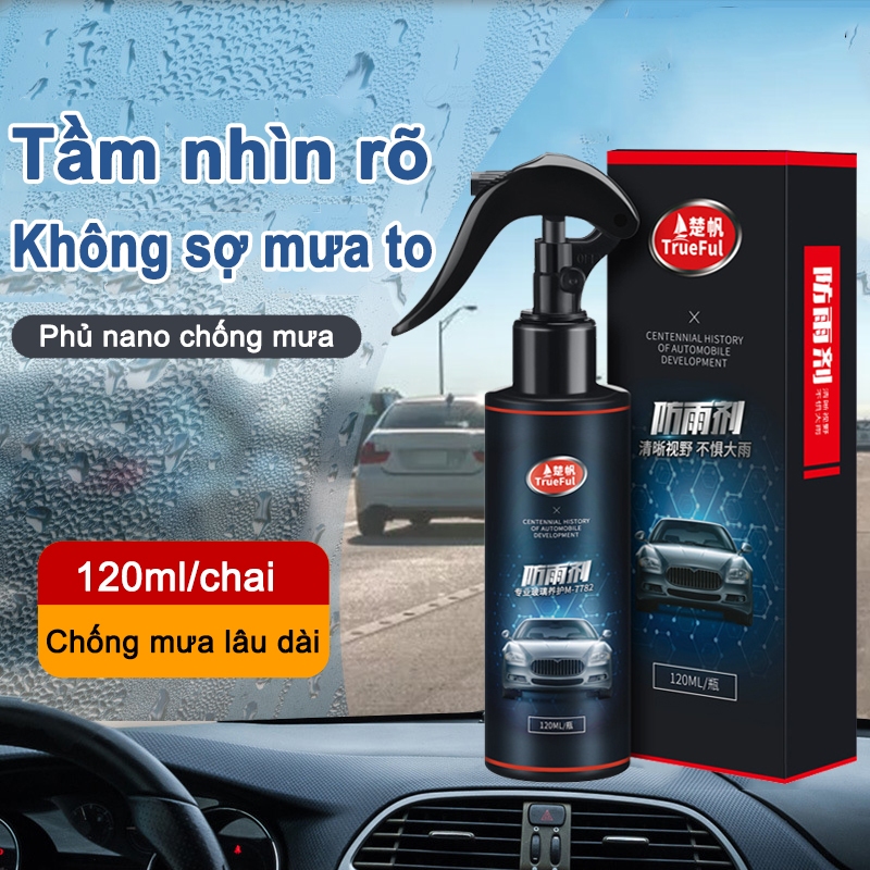 Chai xịt kính chống bám nước mưa - Nano xịt kính chống nước mưa trueful 120ml