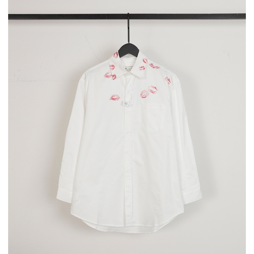 Áo Sơ Mi In Hình Đôi Môi Đỏ Thời Trang Đường Phố Mặc Thường Ngày