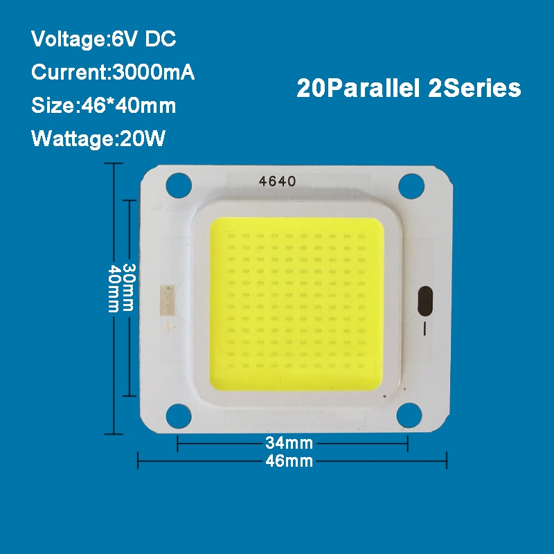 Đèn led cob Hình Vuông 3v 3.7v 6v 4w - 40w Ánh Sáng Trắng Ấm 4000k