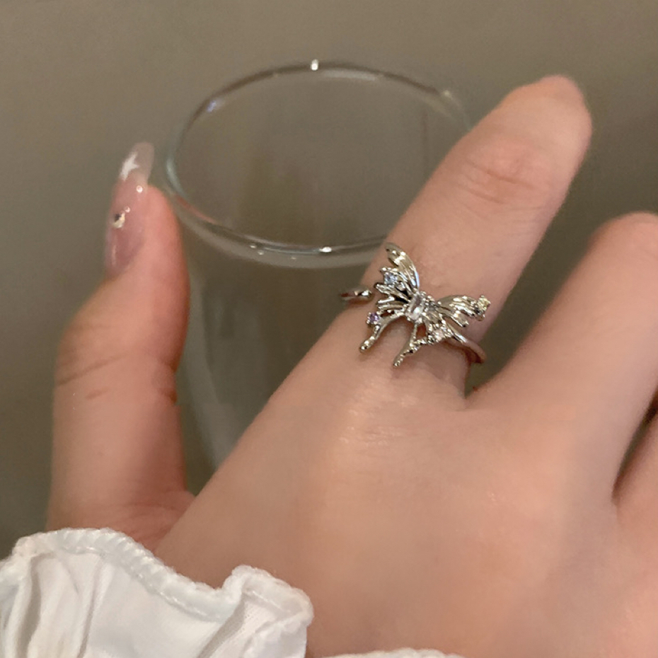 Nhẫn Hở Hình Bướm Ba Chiều Có Thể Điều Chỉnh Phong Cách Cá Tính Cho Nữ