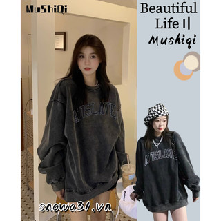 Mushiqi Áo sweater Cổ Tròn Phong Cách Mỹ Cổ Điển Thời Trang Cho Nữ