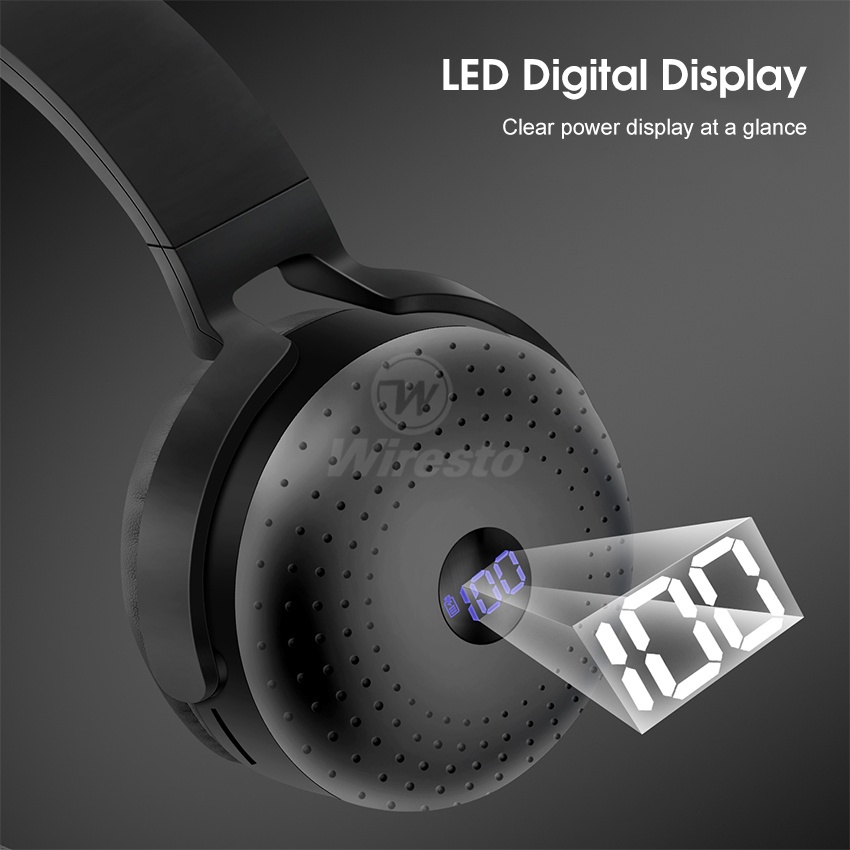 Tai Nghe Chụp Tai bluetooth Không Dây Âm Thanh hifi Có Màn Hình led Kỹ Thuật Số