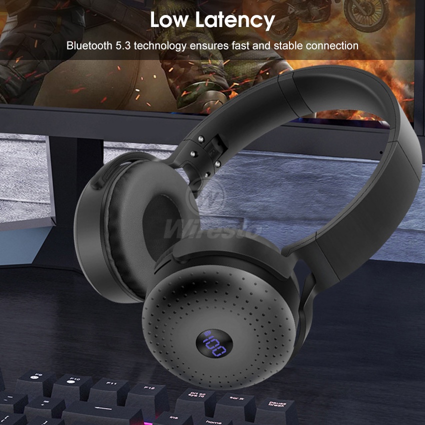 Tai Nghe Chụp Tai bluetooth Không Dây Âm Thanh hifi Có Màn Hình led Kỹ Thuật Số