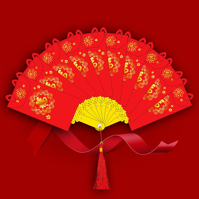 Bao Lì Xì Năm Mới 2024 angpao Hình Quạt Sáng Tạo