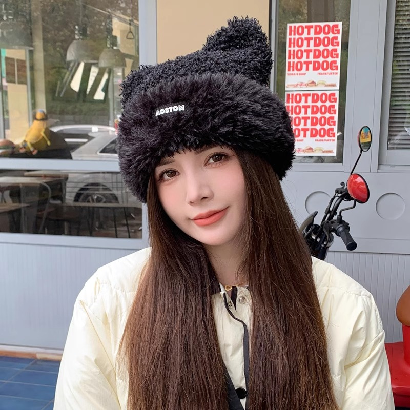 Mũ Lông Cừu Trùm Đầu Giữ Ấm Tai Dễ Thương Thời Trang Thu Đông