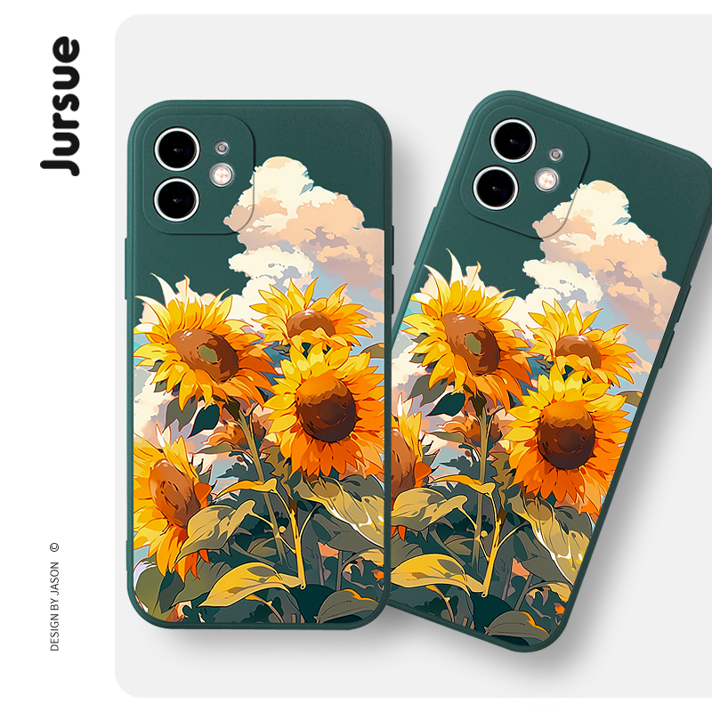 Ốp lưng JURSUE dễ thương đẹp hoa vintage dẻo Cho IPHONE 15 14 13 12 11 PRO MAX SE 2020 X XR XS ip 8 7 6 6S PLUS XYAB22