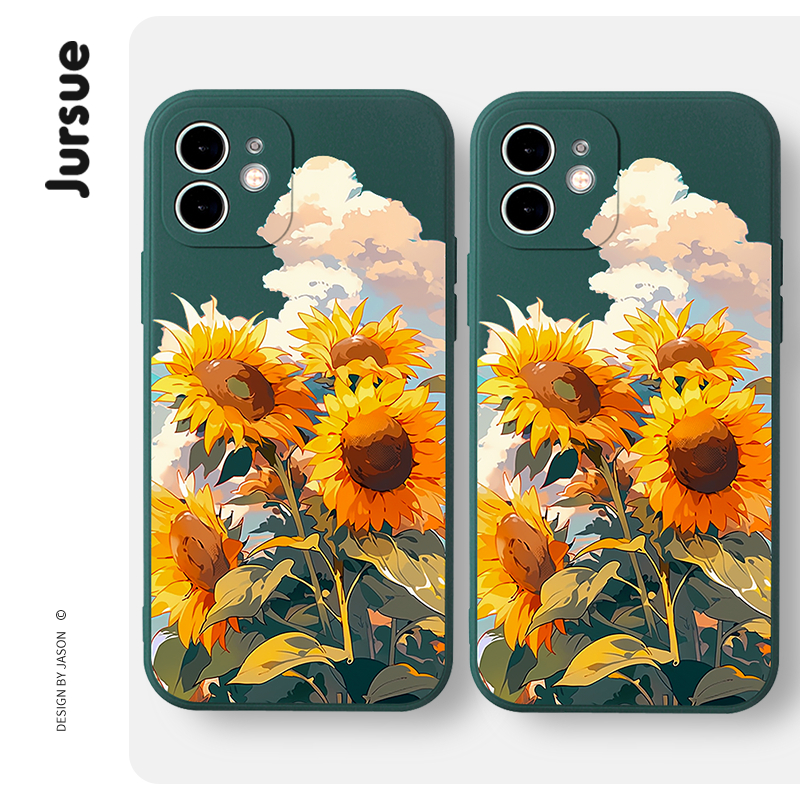 Ốp lưng JURSUE dễ thương đẹp hoa vintage dẻo Cho IPHONE 15 14 13 12 11 PRO MAX SE 2020 X XR XS ip 8 7 6 6S PLUS XYAB22