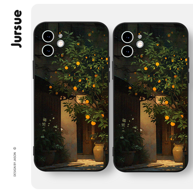 Ốp lưng JURSUE dễ thương đẹp đen đơn giản dẻo Cho IPHONE 15 14 13 12 11 PRO MAX SE 2020 X XR XS ip 8 7 6 6S PLUS XYBA57