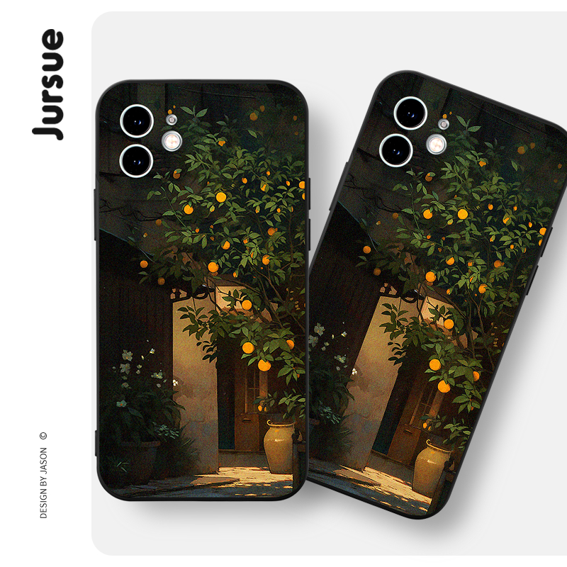 Ốp lưng JURSUE dễ thương đẹp đen đơn giản dẻo Cho IPHONE 15 14 13 12 11 PRO MAX SE 2020 X XR XS ip 8 7 6 6S PLUS XYBA57