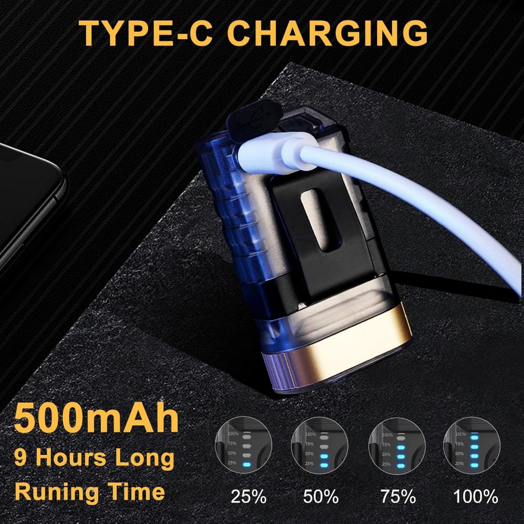 Đèn Pin mini Ánh Sáng Đen 365nm uv 1500lm Có Thể Sạc Lại Kèm Móc Khóa Nam Châm 9 Chế Độ Đèn Pin ipx5 Bỏ Túi Tiện Dụng