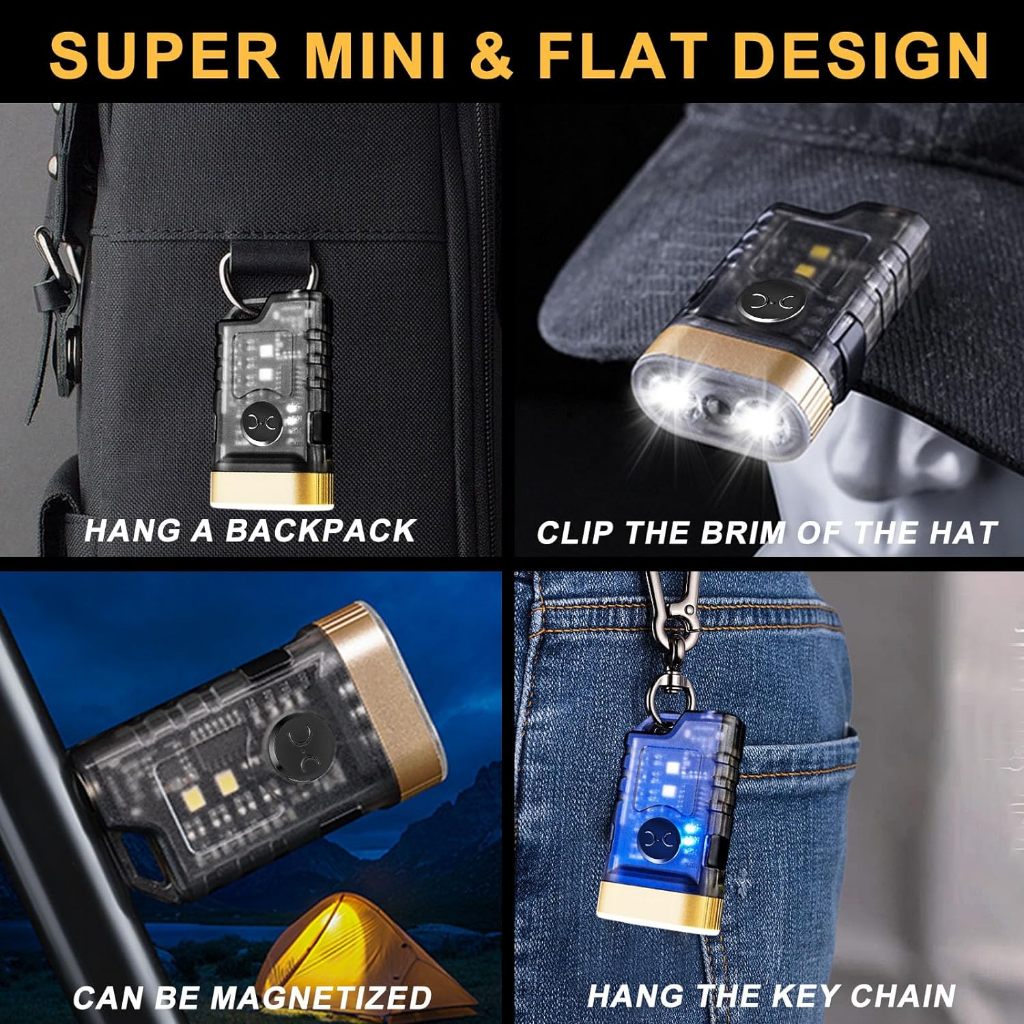 Đèn Pin mini Ánh Sáng Đen 365nm uv 1500lm Có Thể Sạc Lại Kèm Móc Khóa Nam Châm 9 Chế Độ Đèn Pin ipx5 Bỏ Túi Tiện Dụng