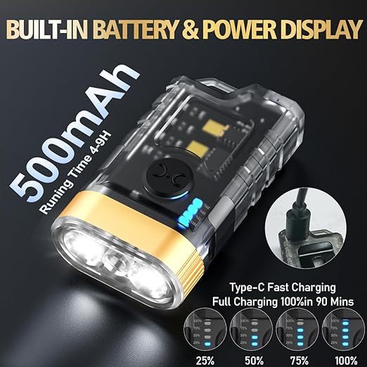 Đèn Pin mini Ánh Sáng Đen 365nm uv 1500lm Có Thể Sạc Lại Kèm Móc Khóa Nam Châm 9 Chế Độ Đèn Pin ipx5 Bỏ Túi Tiện Dụng