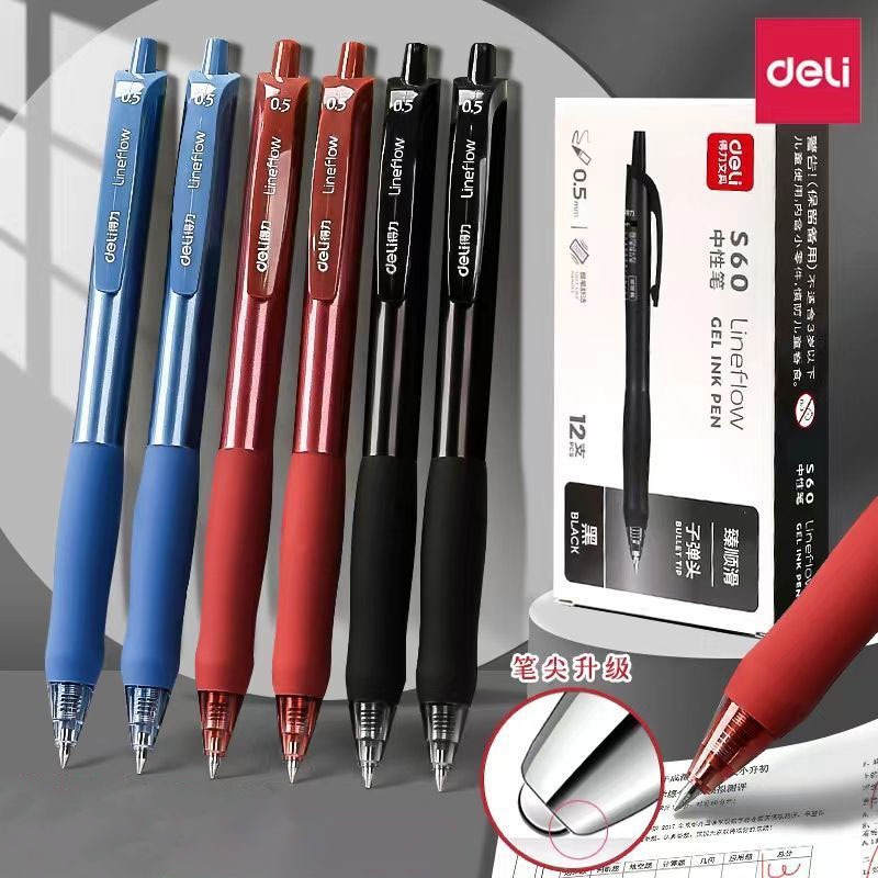Deli Bút Mực Đen Ngòi 0.5mm Khô Nhanh Cho Học Sinh