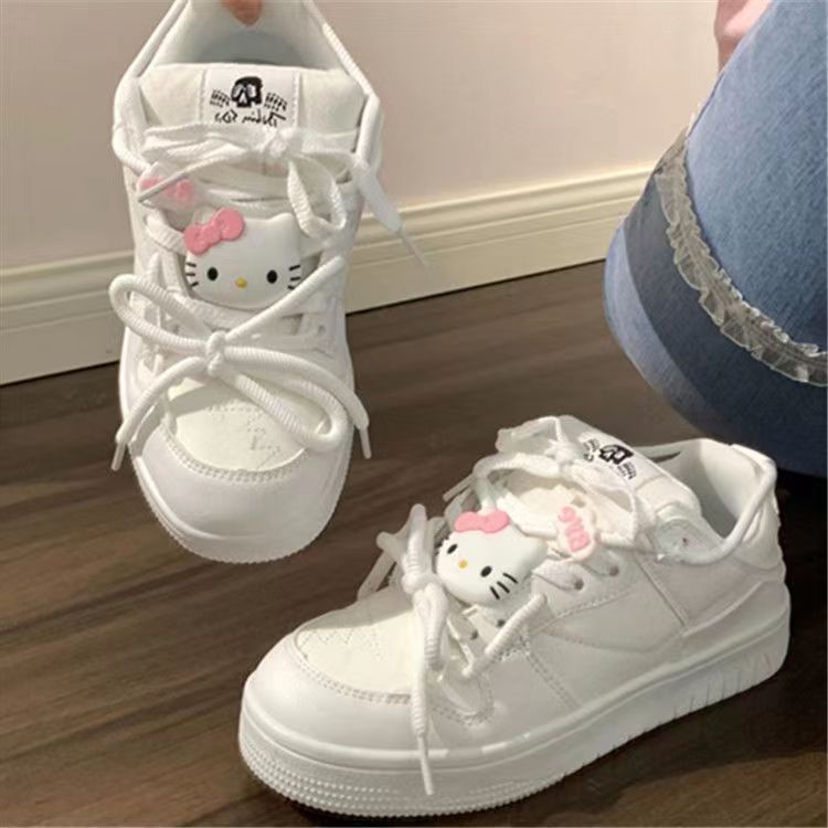 🔥Chất lượng cao🔥Giày Thể Thao Nữ Màu Hồng Giày Sneaker Đế Dày Giày Bánh Mì Bách Đáp Phong Cách Thời Trang Hello Kitty Dễ Thương