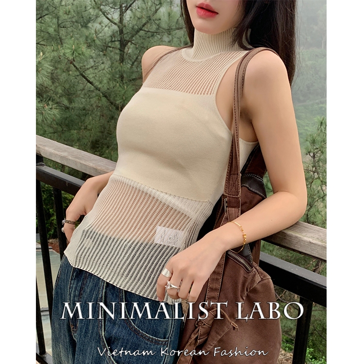 Minimalist Labo Áo Dệt Kim Không Tay Thời Trang Mùa Hè Dành Cho Nữ
