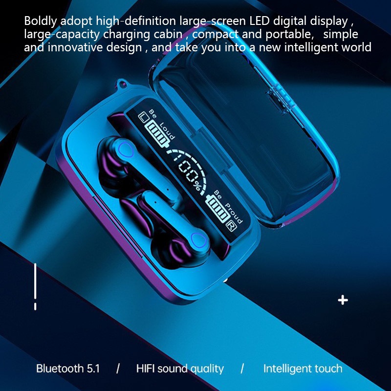 Tai Nghe bluetooth Không Dây m19 tws Âm Thanh hd 2000mah Có Đèn led Kỹ Thuật Số