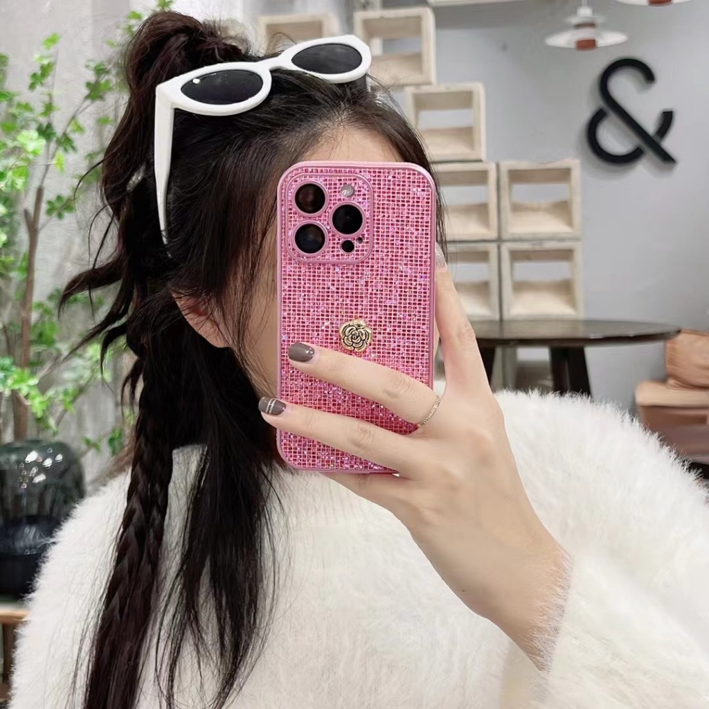 Ôp Điện Thoại Mềm Hình Hoa Trà Lấp Lánh Cho iphone15proamx 15 15 pro 14promax 7 8 plus13 pro max 15proamx 15 15 pro 11 11 pro max Ốp