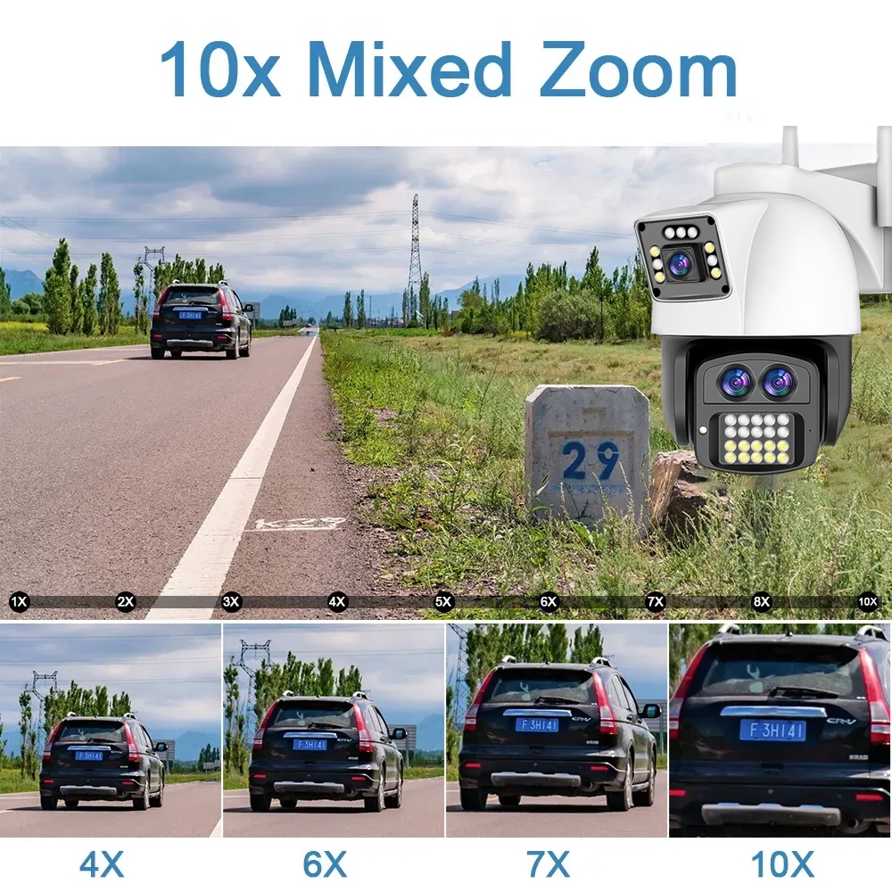 LLSEE 9MP 4K 10X Zoom - Camera YOOSEE 2 mắt Camera ngoài trời không dây wifi nhà cctv kết nối điện thoại hai chiều theo dõi điện thoại di động đầy màu sắc Tầm nhìn ban đêm không thấm nước