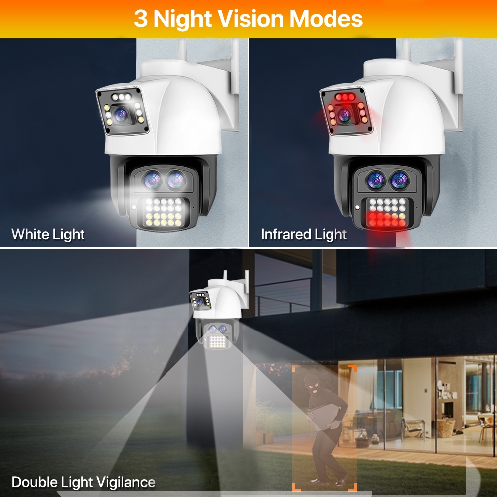 LLSEE 9MP 4K 10X Zoom - Camera YOOSEE 2 mắt Camera ngoài trời không dây wifi nhà cctv kết nối điện thoại hai chiều theo dõi điện thoại di động đầy màu sắc Tầm nhìn ban đêm không thấm nước