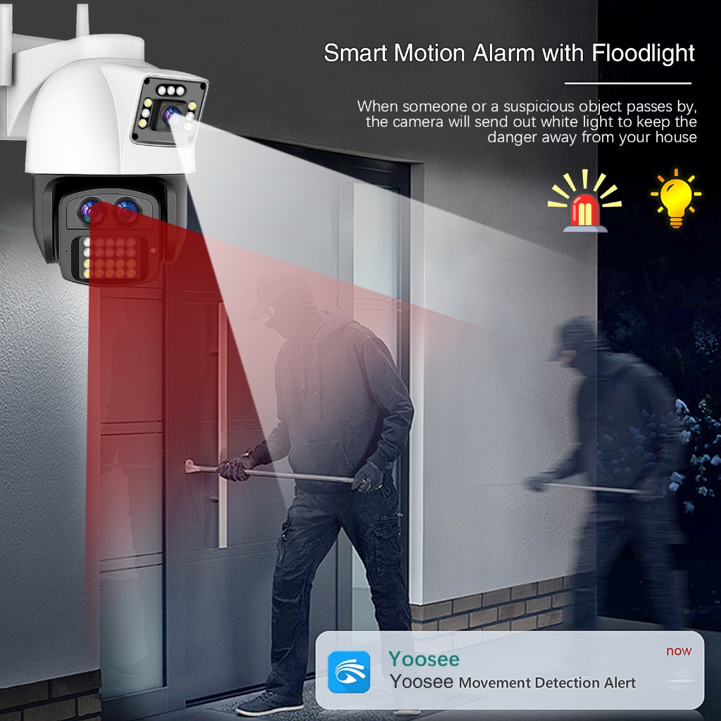 LLSEE 9MP 4K 10X Zoom - Camera YOOSEE 2 mắt Camera ngoài trời không dây wifi nhà cctv kết nối điện thoại hai chiều theo dõi điện thoại di động đầy màu sắc Tầm nhìn ban đêm không thấm nước