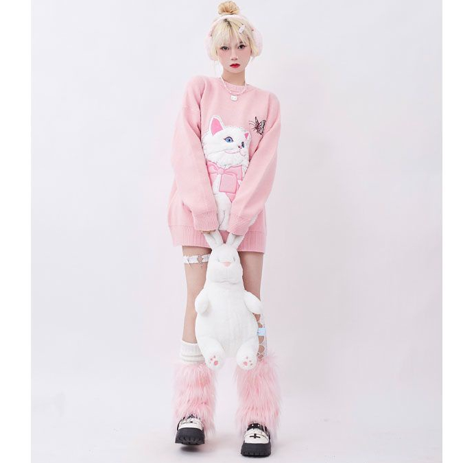 Dopamine Áo sweater Thêu Hình Mèo Ngọt Ngào Dễ Thương Cho Nữ