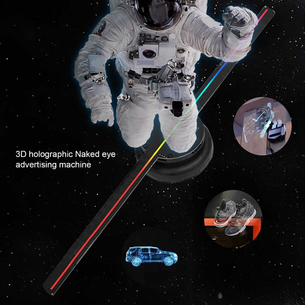 Quạt hình ba chiều 3D 224LED 400x400mm Điều khiển từ xa WiFi Màn quảng cáo máy chiếu 100‑240V Mokapick