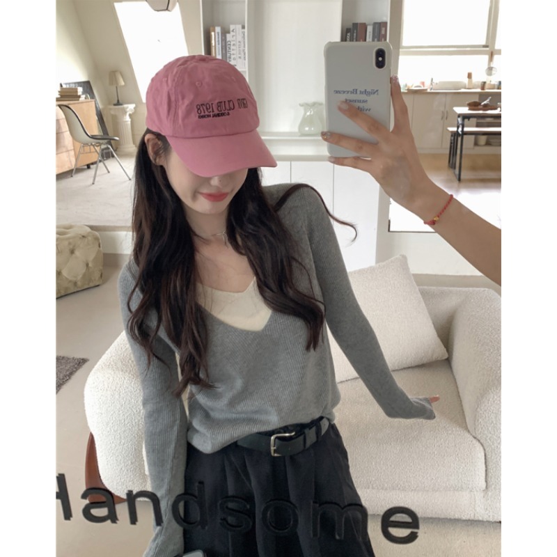 Áo Len Giả Hai Lớp Dáng Ôm Thời Trang Thu Đông Cho Nữ