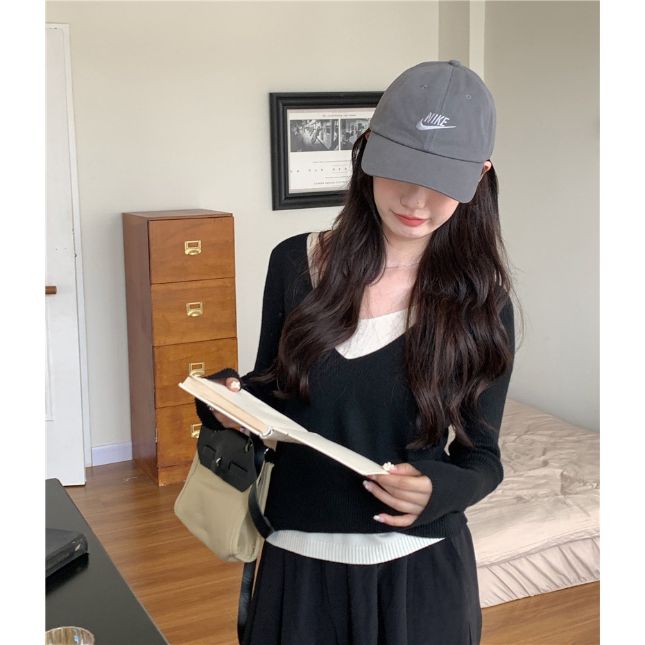 Áo Len Giả Hai Lớp Dáng Ôm Thời Trang Thu Đông Cho Nữ