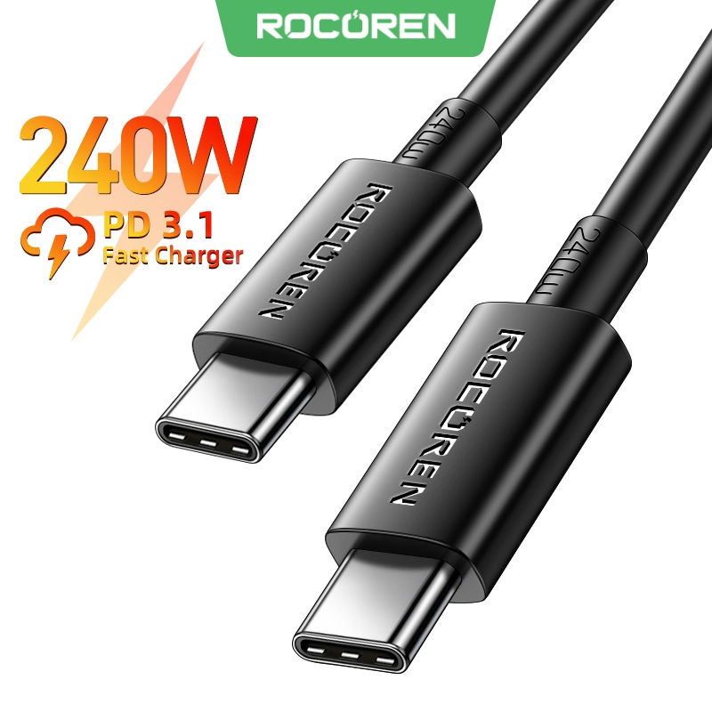 Rocoren PD 3.1 240W Cáp USB Loại C Cáp Sạc Nhanh Cho MacBook Pro Laptop Xiaomi 48V 5A USBC Dây Dữ Li