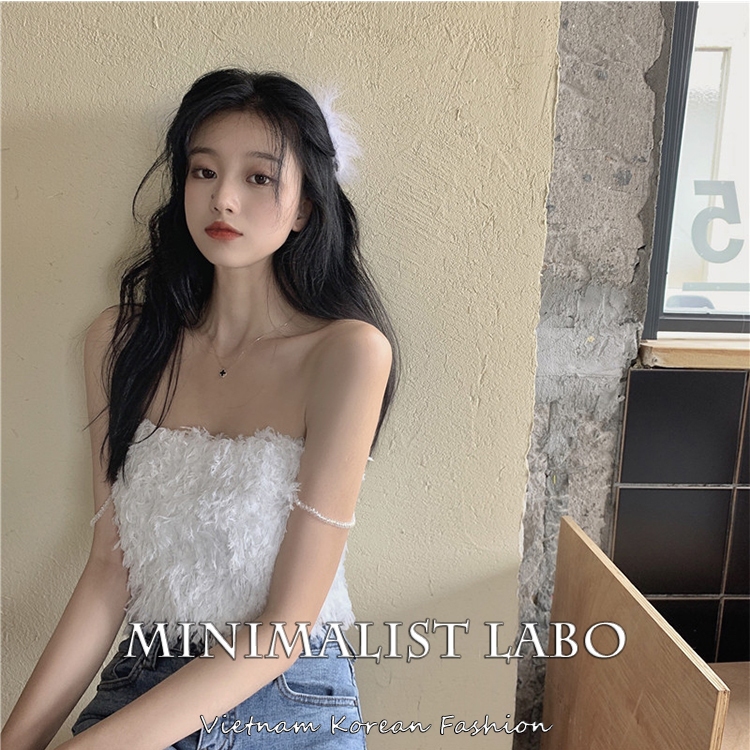 Minimalist Labo Áo Dệt Kim Không Tay Phối Dây Xích Lưng Cao Gợi Cảm Cho Nữ