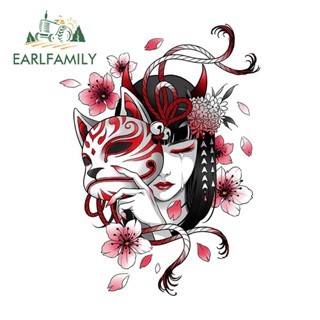 Earlfamily Đề Can vinyl Dán Trang Trí Kính Chắn Gió Xe Hơi laptop 13Cmx12.4Cm Hình samurai Nghệ Thuật