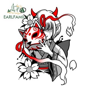 Earlfamily Đề Can vinyl Dán Trang Trí Kính Chắn Gió Xe Hơi laptop 13Cmx12.4Cm Hình samurai Nghệ Thuật