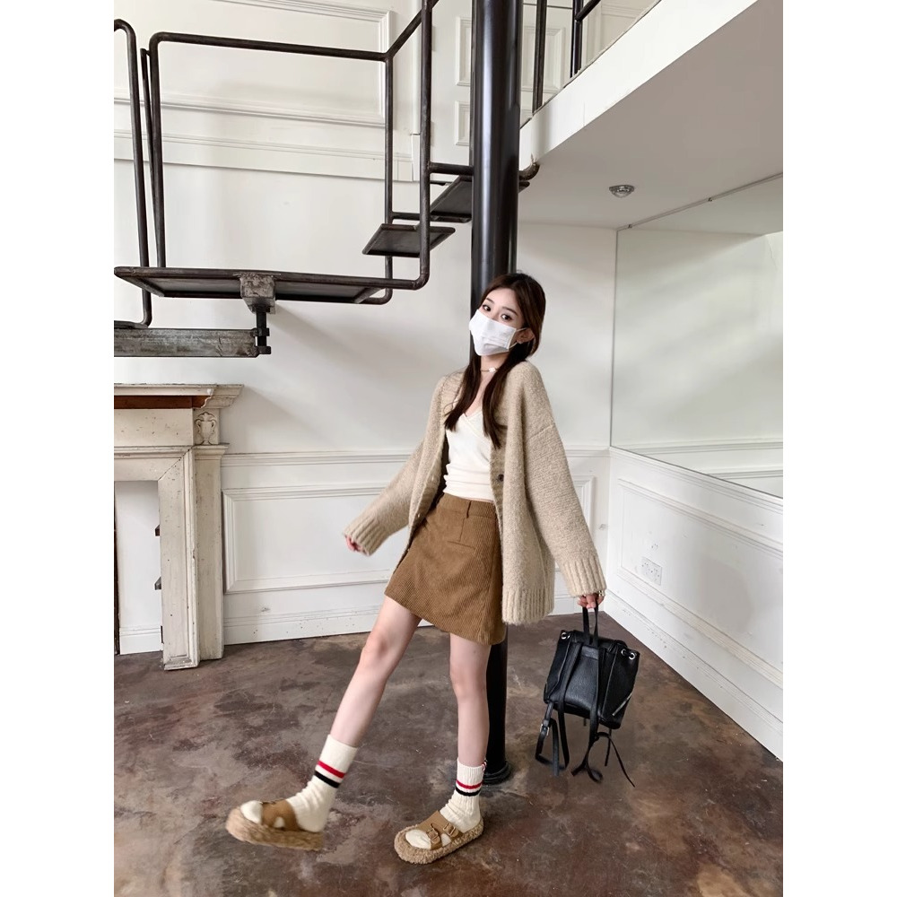 Honypove Chân Váy Kaki Chữ a Dáng Ngắn Dễ Phối Đồ Thời Trang Thu Đông Cho Nữ