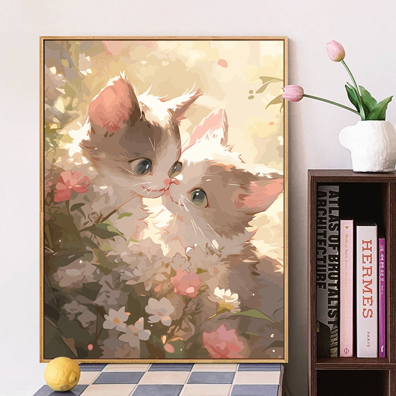 30×40cm  tranh tô màu theo số / Tranh mèo dễ thương/Tranh trẻ em / tranh số hoá / tranh sơn dầu / quà tặng trẻ em