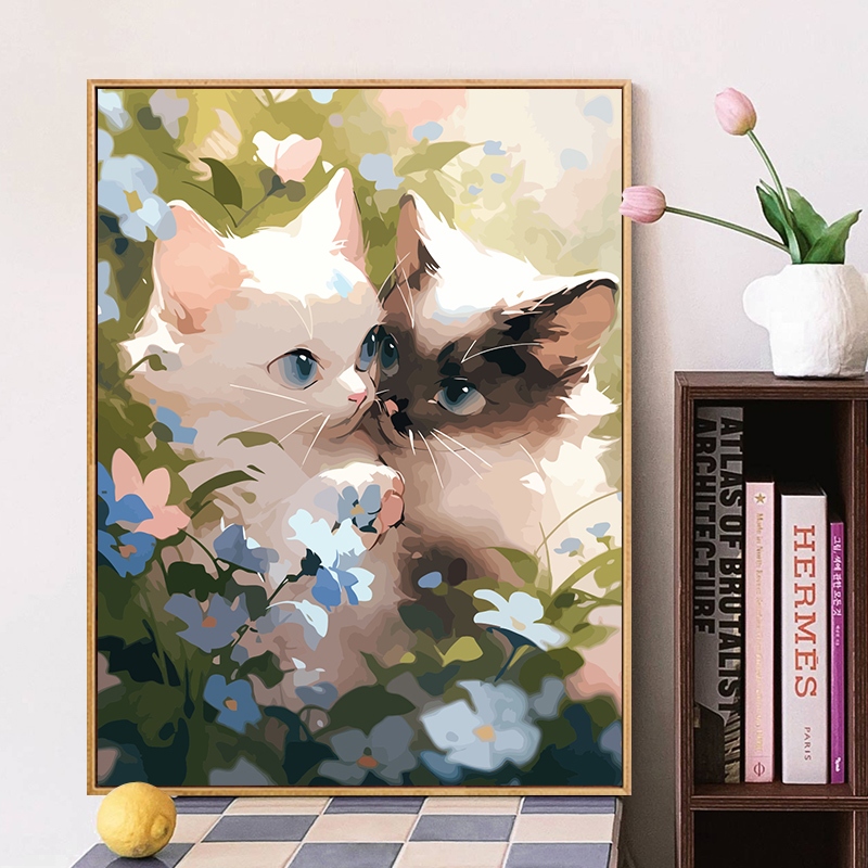 30×40cm  tranh tô màu theo số / Tranh mèo dễ thương/Tranh trẻ em / tranh số hoá / tranh sơn dầu / quà tặng trẻ em