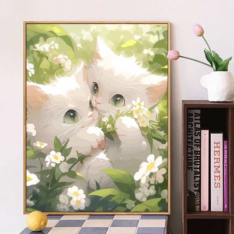 30×40cm  tranh tô màu theo số / Tranh mèo dễ thương/Tranh trẻ em / tranh số hoá / tranh sơn dầu / quà tặng trẻ em