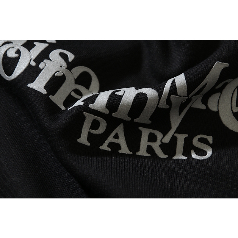 Áo hoodie cotton Hai Mặt 400g In Chữ Phản Quang Phong Cách Đường Phố