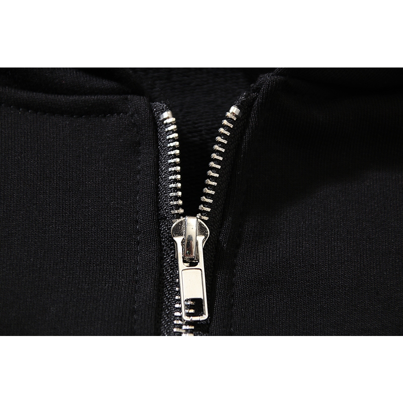 Áo Khoác hoodie cotton Hai Khóa Kéo Thêu logo Nhỏ 400g 32s Phong Cách Đường Phố unisex